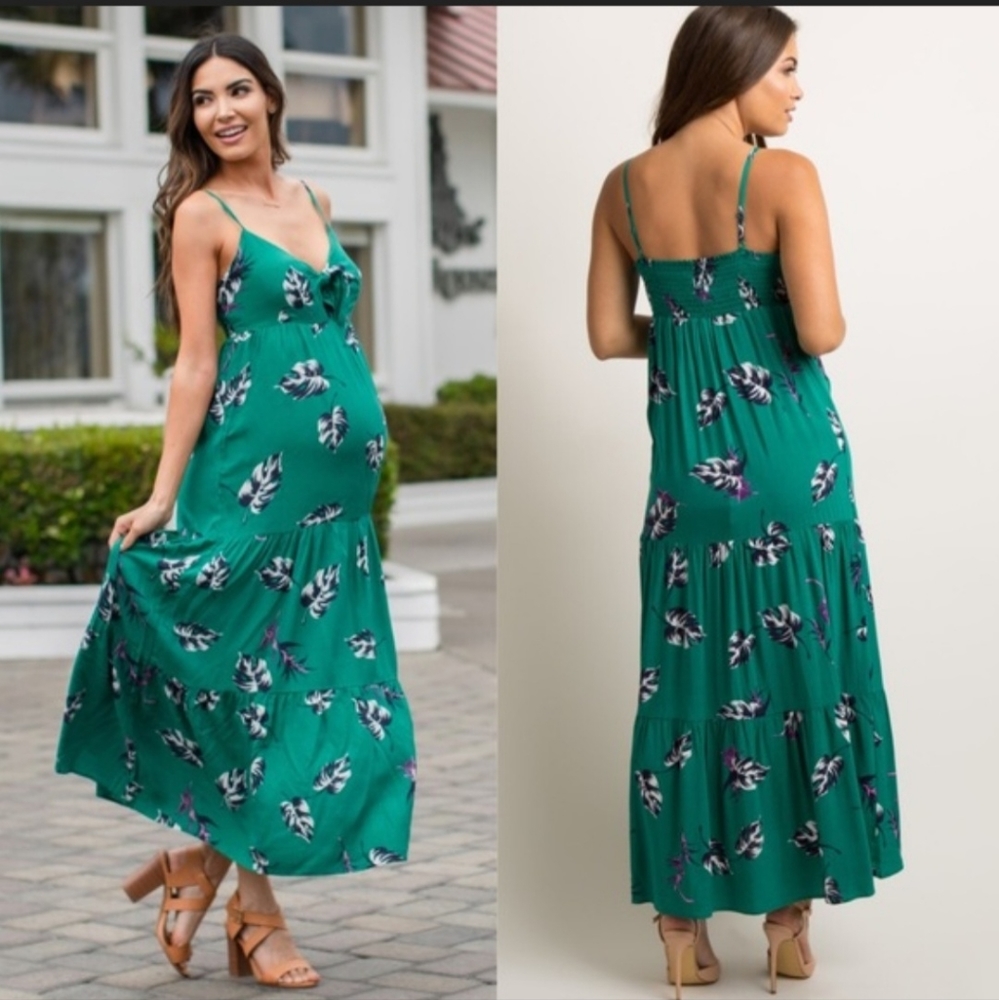 Pinkblush turquoise maternity maxi dress